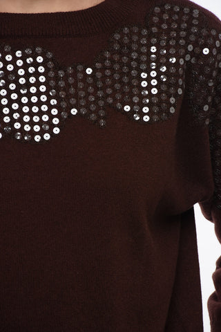 Cashmere Crewneck Sweater with Sequined Embroderies