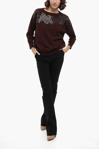 Cashmere Crewneck Sweater with Sequined Embroderies