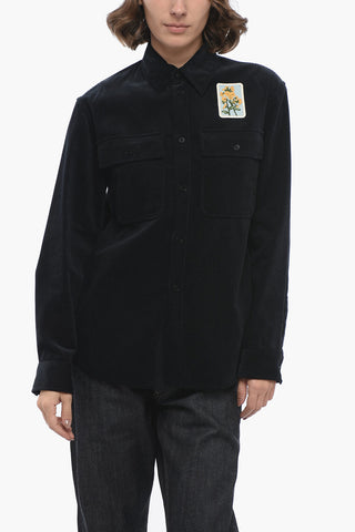 Corduroy Overshirt with Embroidered Patch