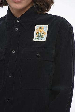 Corduroy Overshirt with Embroidered Patch