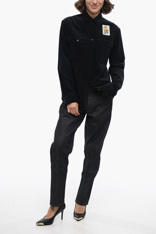 Corduroy Overshirt with Embroidered Patch