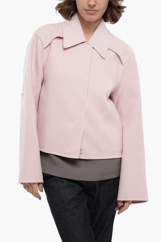 Cappotto Corto in Lana con Abbottonatura Nascosta