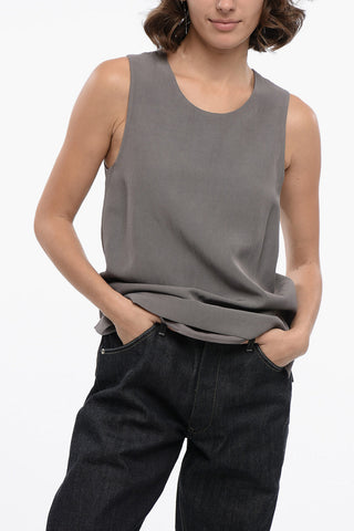 Crew Neck Flax Blend Tank Top