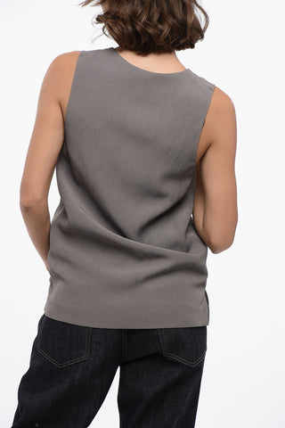 Crew Neck Flax Blend Tank Top