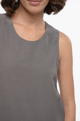 Crew Neck Flax Blend Tank Top