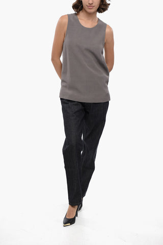 Crew Neck Flax Blend Tank Top