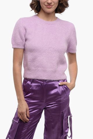 MM0 Short-sleeved Sweater with Fuzzy Effect