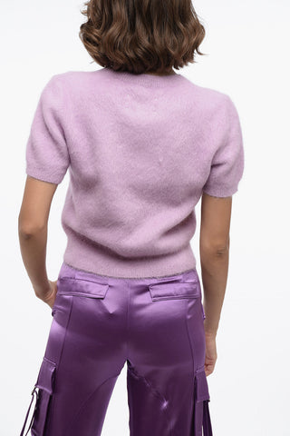 MM0 Short-sleeved Sweater with Fuzzy Effect