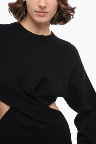 Knotted Design Knitted Dress with Cut-outs