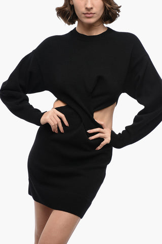 Knotted Design Knitted Dress with Cut-outs
