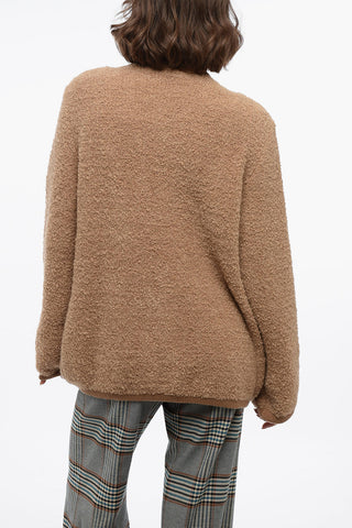 Doubl-breasted Cashmere Blend Teddy Cardigan with Snap Buttons