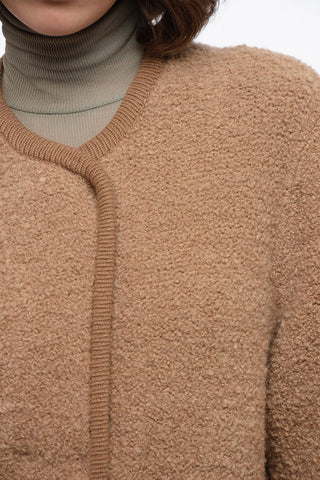 Doubl-breasted Cashmere Blend Teddy Cardigan with Snap Buttons