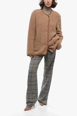 Doubl-breasted Cashmere Blend Teddy Cardigan with Snap Buttons
