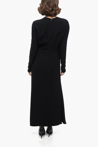 Vestito in Viscosa con Drappeggio e Spacco Frontale