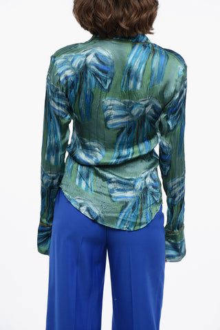 Wrinkle Effect Shirt with Abstract Pattern