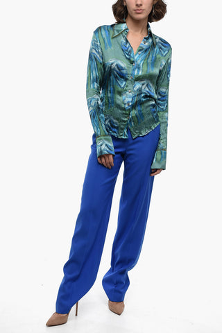 Wrinkle Effect Shirt with Abstract Pattern