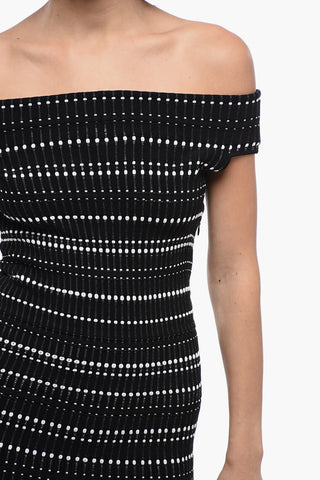 Off-Shoulder Knitted Jacquard Dress