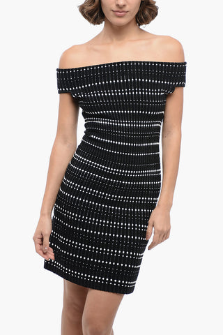 Off-Shoulder Knitted Jacquard Dress
