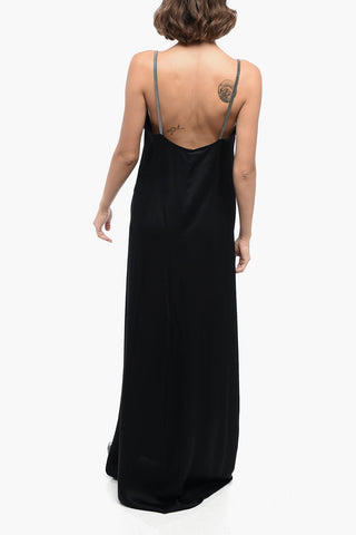 Satin Slip Dress with Jeweled Straps