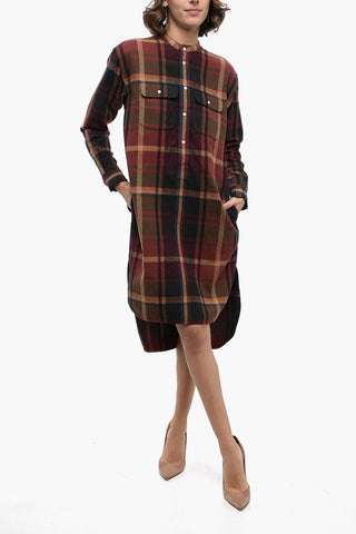 Flannel Chemisier with Tartan Motif