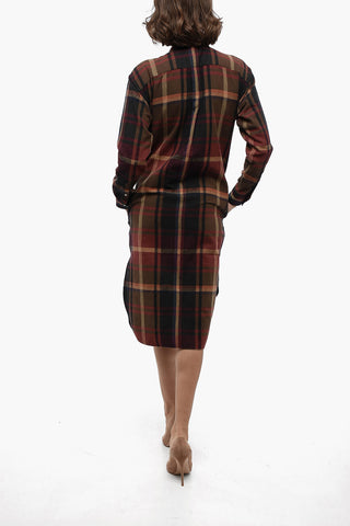 Flannel Chemisier with Tartan Motif