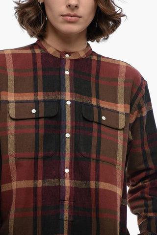 Flannel Chemisier with Tartan Motif