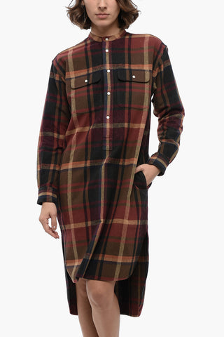 Flannel Chemisier with Tartan Motif