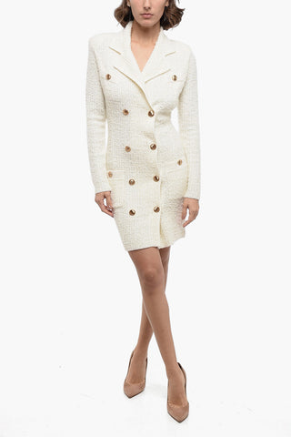 Jaquard Knitted Dress with Double-Brested Desing
