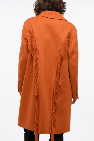 Wool Coat with Fringed Detail