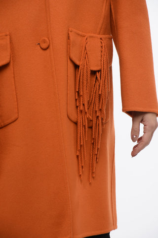 Wool Coat with Fringed Detail