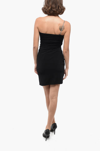 One-Shoulder Draped Dress with Chain Detail