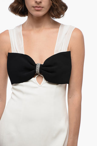 Cut-Out Mini Dress with Crepe Shoulder Staps