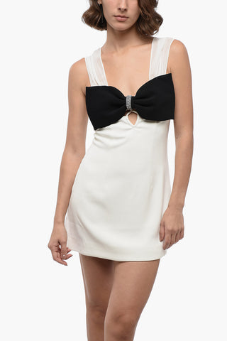 Cut-Out Mini Dress with Crepe Shoulder Staps