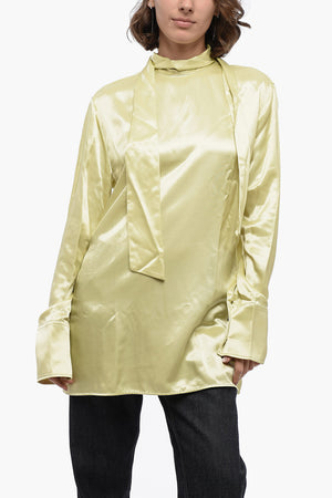 Tie-Neck-Bluse aus Satin