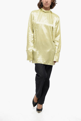Tie-Neck-Bluse aus Satin