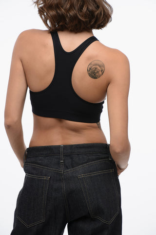 Tech Fabric Crop Top with Printed Logo
