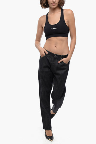 Crop Top in Tessuto Tecnico con Logo Stampato