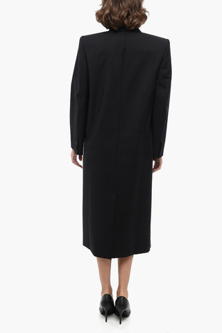 Double-breasted Wool Blend Coat with Buckle Detail