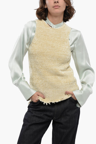 Tanktop aus Seiden-Chenille mit fransigem Saum