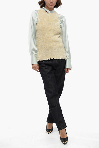 Tanktop aus Seiden-Chenille mit fransigem Saum
