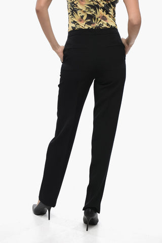Pantaloni Chino in Lana con Chiusura a Scomparsa