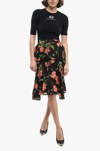 Silk-blended Dress with Floral Pattern