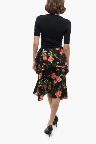 Silk-blended Dress with Floral Pattern