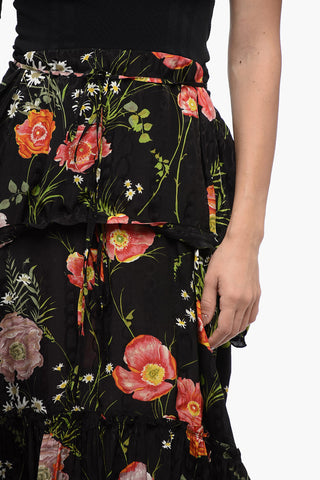 Silk-blended Dress with Floral Pattern