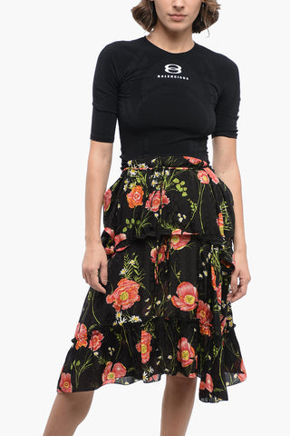 Silk-blended Dress with Floral Pattern