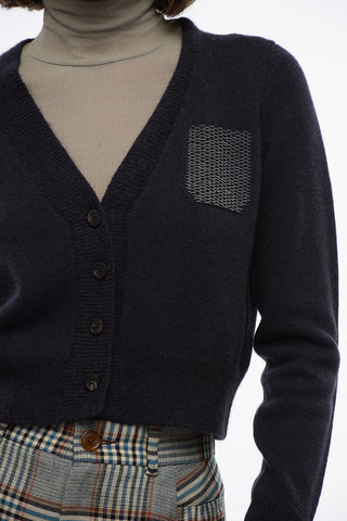 Cropped Cardigan with Embroidered Detail
