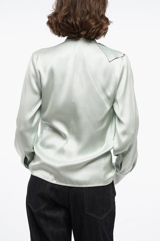 Camicia in Satin FLUID con Collo Coreano Asimmetrico