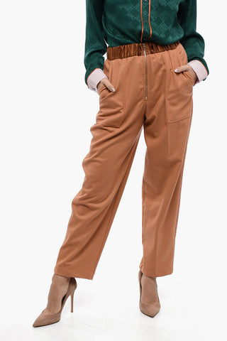Wool-Blend Pants with Elastic Waistband