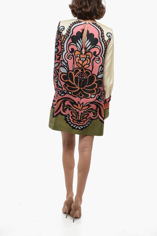 Vestito a Trapezio in Seta con Fantasia Floreale 