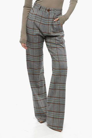 Glen Plaid Pants with High Waist